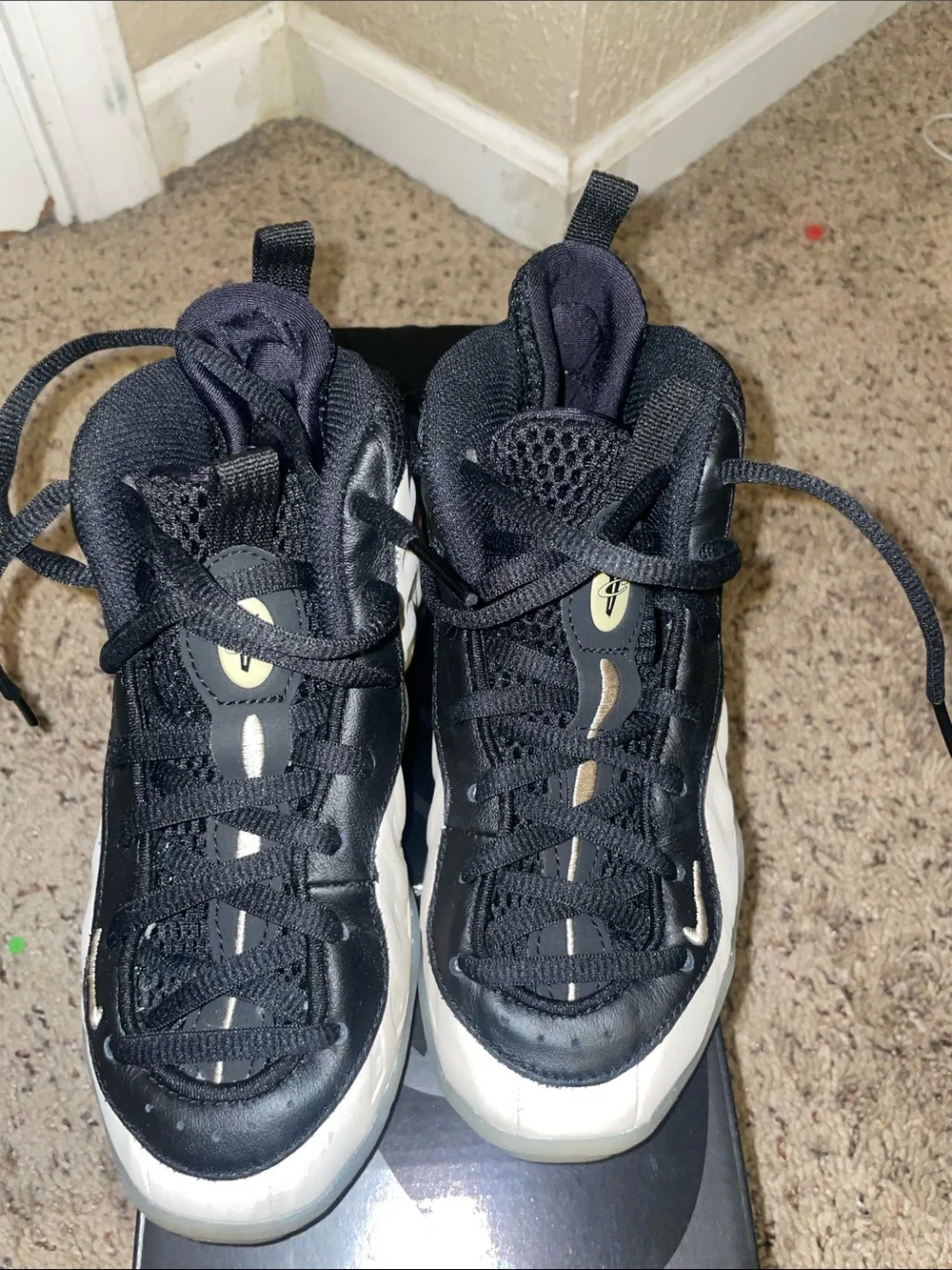 Nike Kids Little Posite One Black and White Sneakers